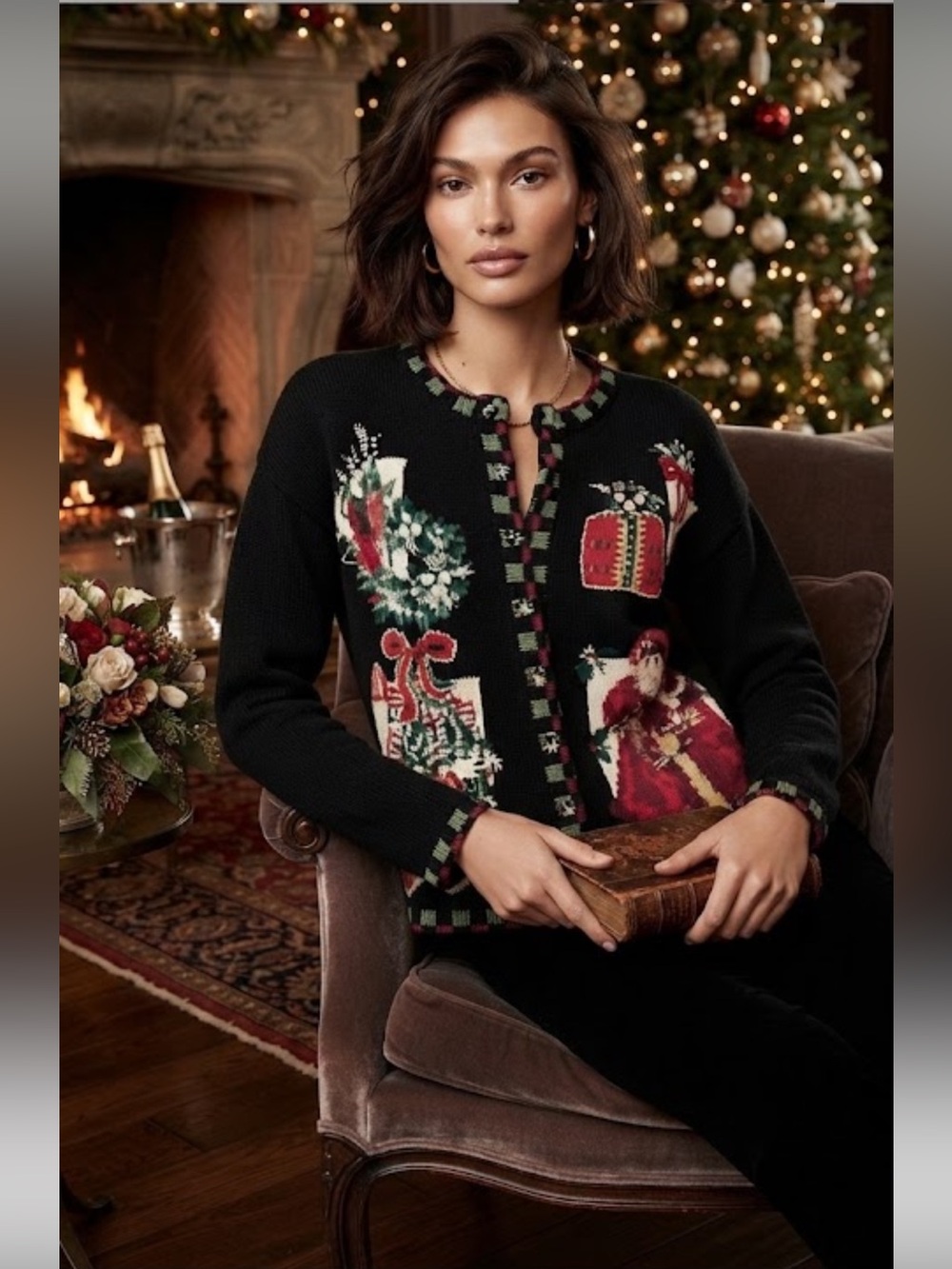 Vintage Heirloom Collectibles Christmas 2002 cardigan